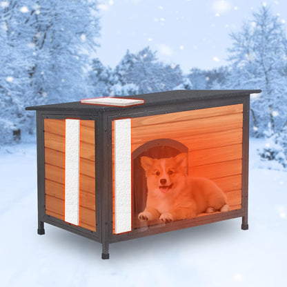 Dog House Outdoor Insulated 34.3" L Dog Kennel 6 Sides All-Round Foam Winter Weatherproof for Small Medium Dogs with Strong Metal Chew Proof Frame