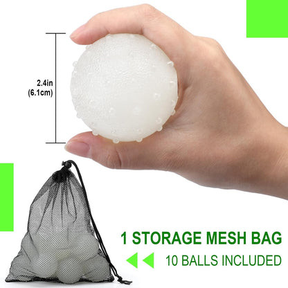 Liliful 10 Pcs Glow in The Dark Dog Toys 2.4 Inch Dog Balls Rubber Glowing Fetch Ball with Net Bag for Puppy Small Medium Dogs