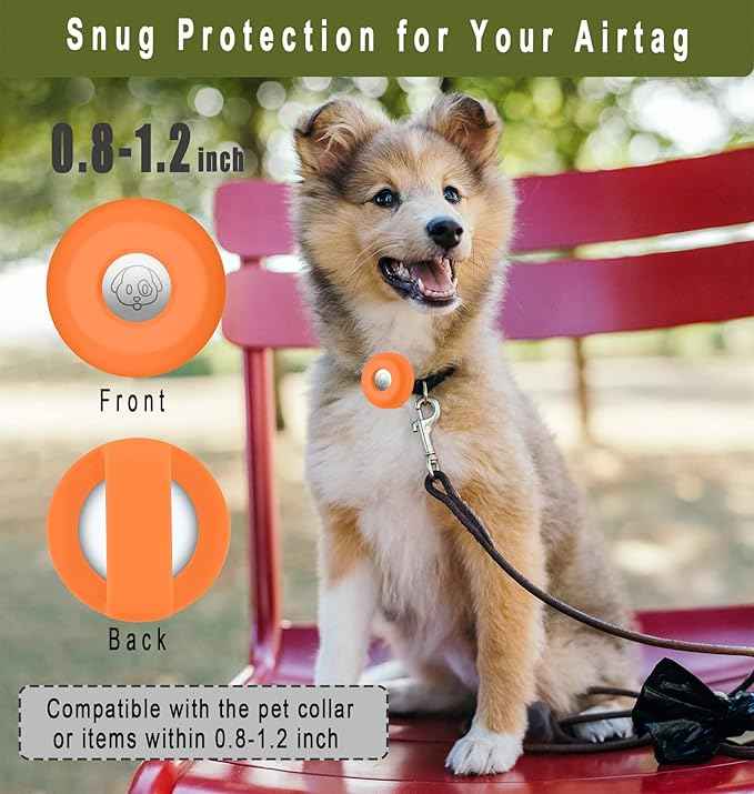 for Airtag Holder for Dog Collar, Cibaabo Silicone Air Tag Case Cover Compatible with Apple Airtags for 0.8-1.2inch Cat Pet Collar Harness Loop