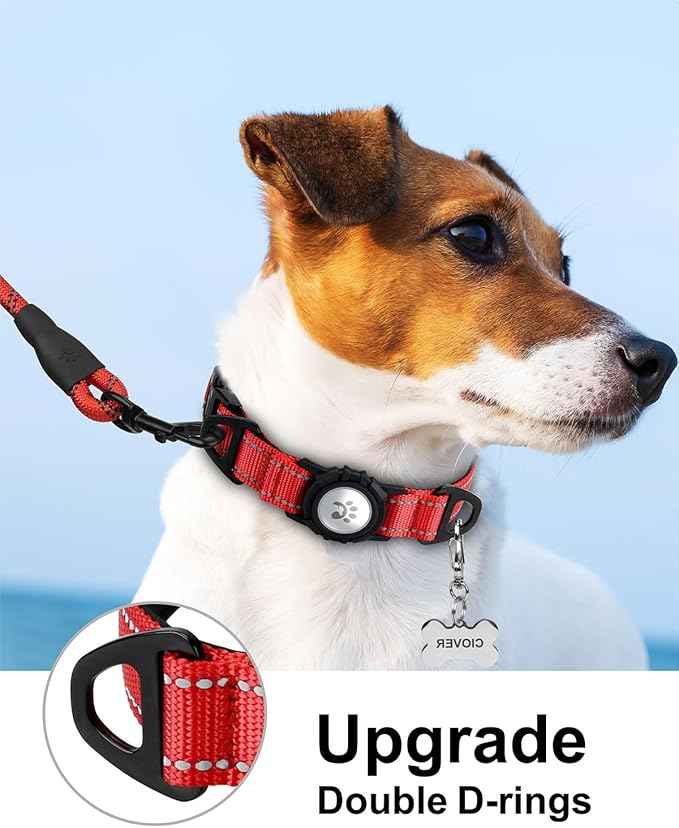 TagME Airtag Dog Collar,Waterproof Reflective Pet Collar with Airtag Holder,Soft Padded and Double D-Rings for Small Dogs,Red
