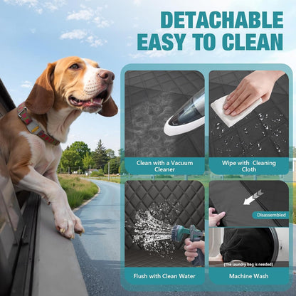 Waterproof Dog Car Seat Cover for Back Seat – Heavy Duty Back Seat Extender for Dogs with Hard Bottom, 7-Layer Protection, Non-Slip & Scratchproof, Easy to Install (Black) - Pawvie