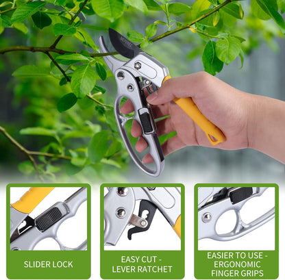 Ultra Sharp Germany Steel Pruning Shears - Cuts 3X Easier, Weak Hand Arthritis Snips, Rust-Resistant, Effortlessly 1-Inch Cut Capacity Garden Scissors, Ergonomic Handle