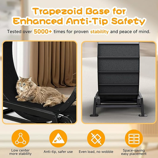 GTPLAYER Cat Wheels, Large Cat Exercise Wheel for Indoor Cats, 40"Diameter cat treadmill Detachable Carpet & Teaser, stickers, Ultra-quiet scroll wheel With latch, Suitable for Most Cats, Metal, Black