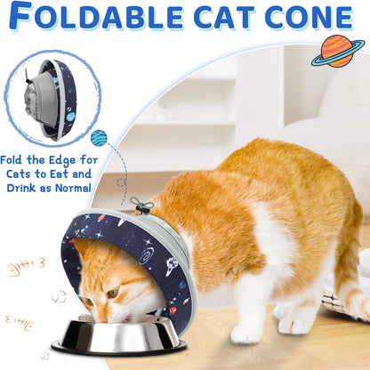 Cat Cone Collar Soft to Stop Licking, Adjustable, Foldable Lightweight Kitten Cones After Surgery Recovery for Cats & Kittens, Cat Cone Alternative (Grey, S)