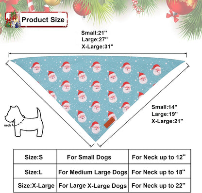 PTDECOR Christmas Dog Bandana, Xmas Light Bulb Santa Reversible Holiday Dog Scarf, Triangle Christmas Bandanas for Medium Large Dogs Pets (Large)