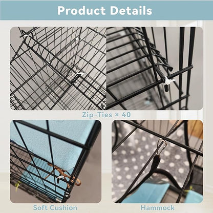 3-Tier Cat Cage Indoor: Medium Cat Enclosure Pet Playpen Detachable Metal Wire Kennel Collapsible Crate with Scratching Post & Plush Pads & Hammock for Cats Kittens