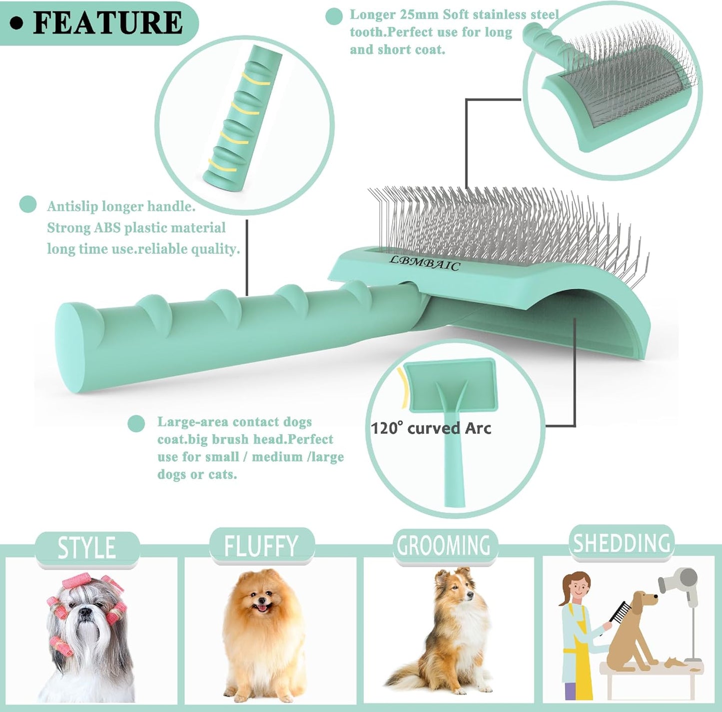 Super Dense Soft Brush for Thick and Long Fur - Doodle Grooming Brush for Fluff, Shedding, Tangles on Goldendoodles - 25mm (1")
