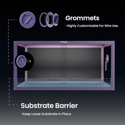 50 Gallon Bearded Dragon Tank, Reptile Enclosure for Easy Maintenance, Front Opening Reptile Tank with Top Screen Ventilation & Glass Sliding Door 36''x18''x18''