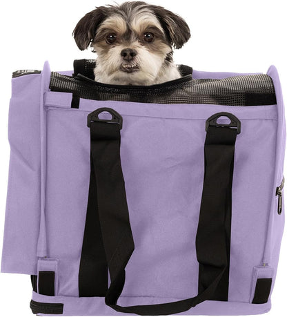 SturdiBag Pro 2.0 Pet Travel Carrier for Cats and Dogs | Soft Sided Pet Carrier Bag with Safety Clips and Seatbelt Straps for Airplane or Car Travel | Cube, Lavender - Pawvie