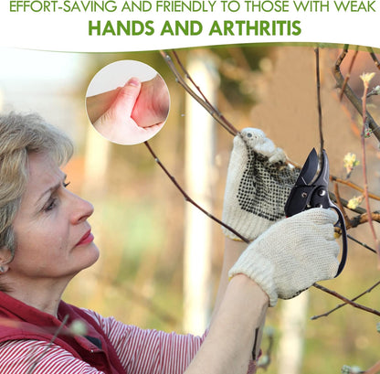 Ultra Sharp Germany Steel Pruning Shears - Cuts 3X Easier, Weak Hand Arthritis Snips, Rust-Resistant, Effortlessly 1-Inch Cut Capacity Garden Scissors, Ergonomic Handle (Reddish balck)