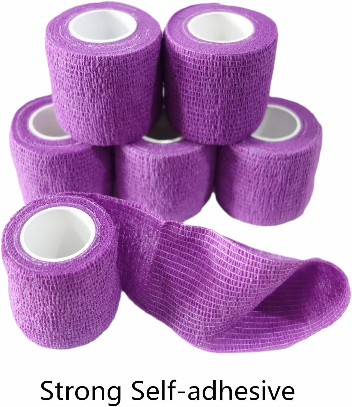 6 Pack 2" x 5 Yards Self Adhesive Bandage Wrap Breathable Cohesive Vet Wrap for Pets, Elastic Self-Adherent Tape for Sports, Wrist, Ankle (Purple)