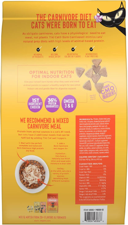 Tiki Cat Born Carnivore Indoor Health Dry Cat Food, Chicken & Turkey Meal, 12 lbs. Bag
