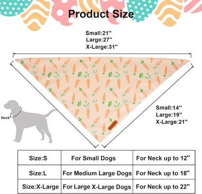 ADOGGYGO Easter Dog Bandanas, Rabbit Carrot Pet Scarf, Multi Size Offered, Orange Blue Easter Bandana for Medium Large Dogs Pets (Large)