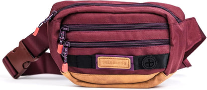 Wilderdog Utility Fanny Pack stores Treats, Balls, Keys in 3 Pockets with adjustable strap and Poop Bag dispenser (Huckleberry) - Pawvie