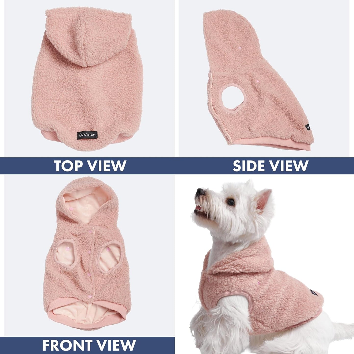 Spark Paws Teddy Dog Sweater, Sherpa Jacket Vest with Warm Fleece Lining, Winter Coat Suitable for Small Medium Large XL XXL Breeds - Pink - 4XL