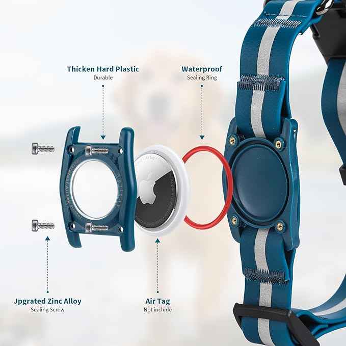 PetIsay AirTag Dog Collar with Built-in Holder – IP68 Waterproof Biothane Dog Collar, Reflective, Odor-Proof, Adjustable Heavy-Duty Tracking Collar for Dogs, Secure AirTag Holder(Red, M)