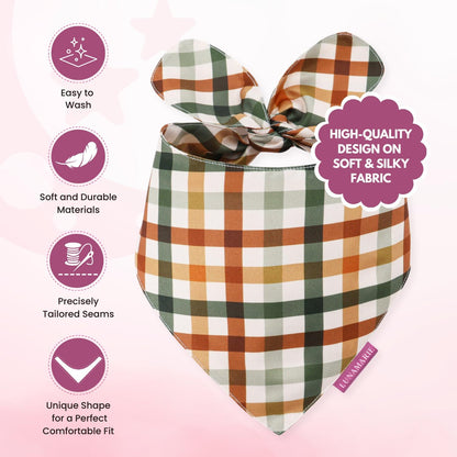 LunaMarie - Luxury Pet Birthday Bandanas -Premium & Silky Poly Fabric | 100% Handmade | Custom Shape Dual Layered (Autumn, X-Small)