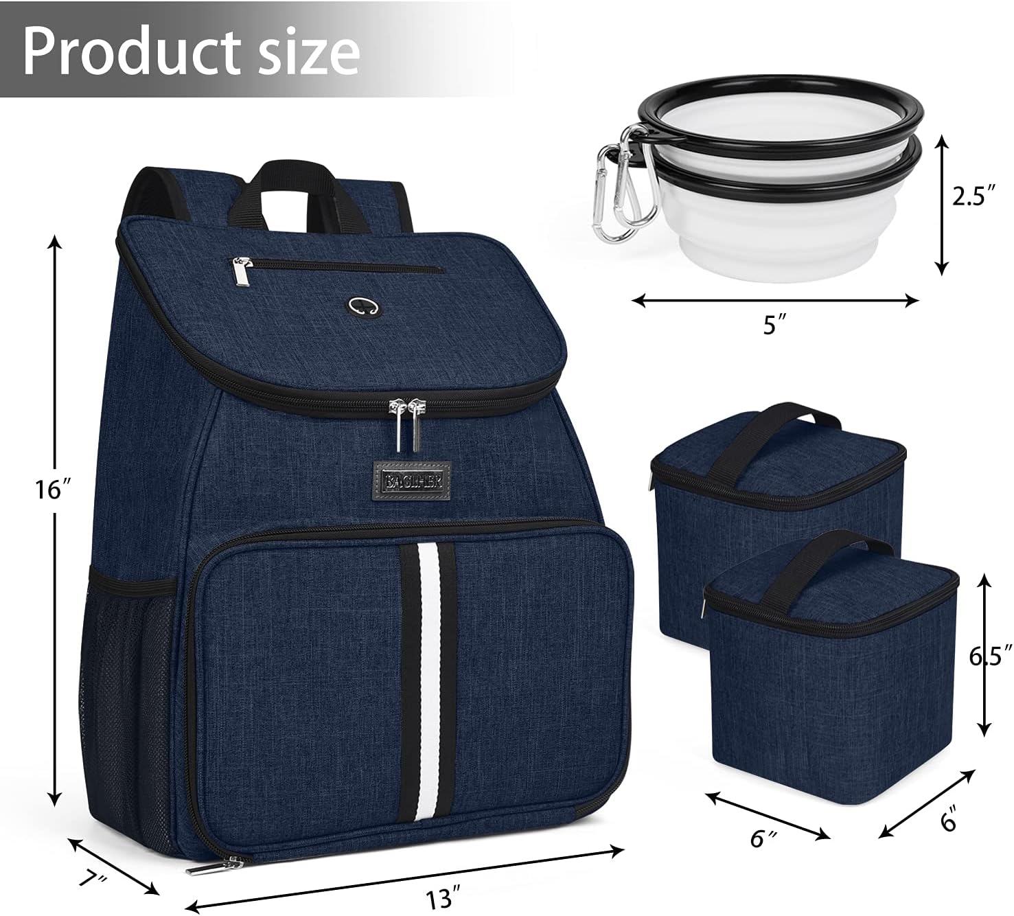 BAGLHER丨Dog Travel Bag, Airline Approved Pet Supplies Backpack, Dog Travel Backpack with 2 Silicone Collapsible Bowls and 2 Food Baskets - Pawvie