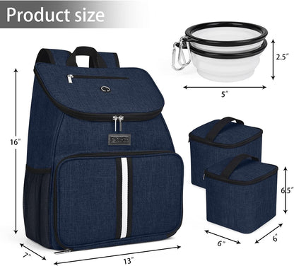 BAGLHER丨Dog Travel Bag, Airline Approved Pet Supplies Backpack, Dog Travel Backpack with 2 Silicone Collapsible Bowls and 2 Food Baskets - Pawvie