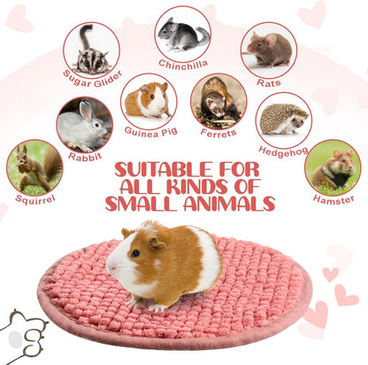 Amylove 4 Pcs Guinea Pig Cage Liner Guinea Pig Bedding Washable Fleece Pee Pads Reusable Small Animals Training Mat Small Animal Sleeping Bed for Bunny Hamster(Mixed Colors,Diameter 7.8 Inch)
