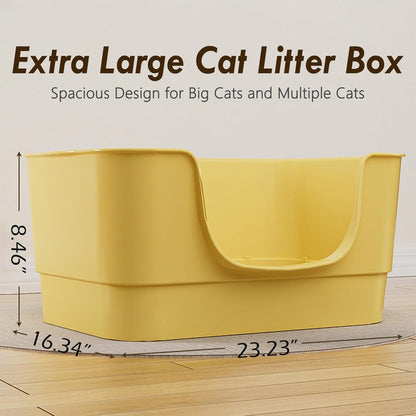 Extra Large Cat Litter Box with High Sides,23.23"×16.34"×8.46",Jumbo Kitty Litter Box with Low Entry,XL Cat Boxes for Indoor Cats,Easy to Clean,Anti-Splashing(Green)