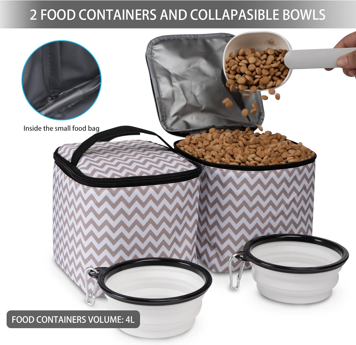BAGLHER Pet Travel Bag, Double-Layer Pet Supplies Backpack (for All Pet Travel Supplies), Pet Travel Backpack with 2 Silicone Collapsible Bowls and 2 Food Baskets BLW - Pawvie