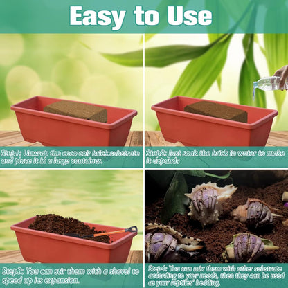 Halatool 8Pack Compressed Coconut Fiber Substrate for Reptile Natural Premium Coconut Husk Substrate Terrarium Bedding for Tortoises Beard Dragon Leopard Gecko Snake Tarantula Worm Bins