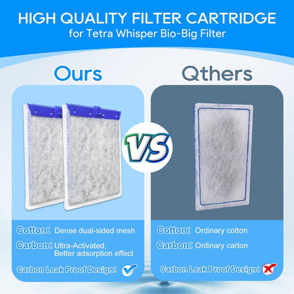 16-Pack Filter Cartridges Large Compatible with Tetra Whisper Bio-Bag Aquarium Filters, Fish Tank Filters Replacement for Aquariums for Whisper Filter 20i 40i/ IQ 20 30 45 60/ PF20 30 40 60