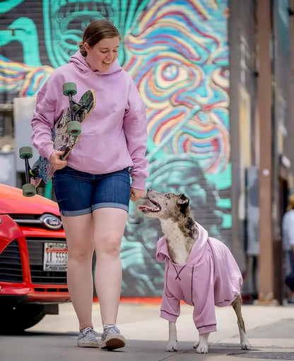 Blueberry Pet Essentials Dog Hoodie – 10 inch, Cotton‑Blend Sweatshirt with Hood, Pink Lilac, Machine‑Washable Small‑Dog Jersey