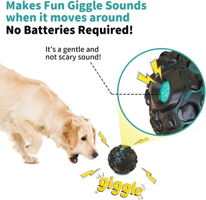 Dog Ball for Aggressive Chewers - Interactive Dog Toy Balls Fun Squeaky Sound to Keep Them Busy, Durable for Small Medium Large Breeds, Rubber Pet Chew Toys, As Seen on TV, Black & Lake Blue