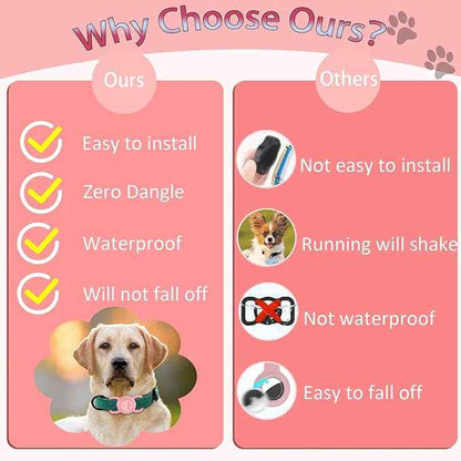 SANKALA Airtag Dog Collar Holder, [1 Pack] Waterproof Airtag Collar Holder for Dog, Silicone Full Body Covered Anti-Lost Protective Apple Airtag Case for Pet Collar - Fits All Width Collars,Pink