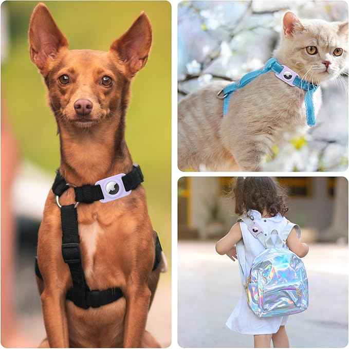 SANKALA Airtag Dog Collar Holder, [2 Pack] Waterproof Dog Airtag Holder, Silicone Full Body Covered Anti-Lost Protective Apple Air Tag Holder for Pet Collar - Fits All Width Collars, Purple