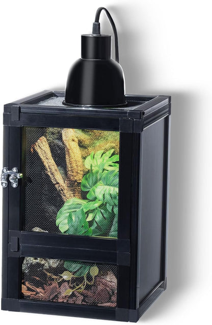8" x 8" x 12" Small Reptile Cage, Rainforest Habitat with Screen Door, Ventilated Terrarium for Lizards, Frogs, Snakes, Easy Assembly