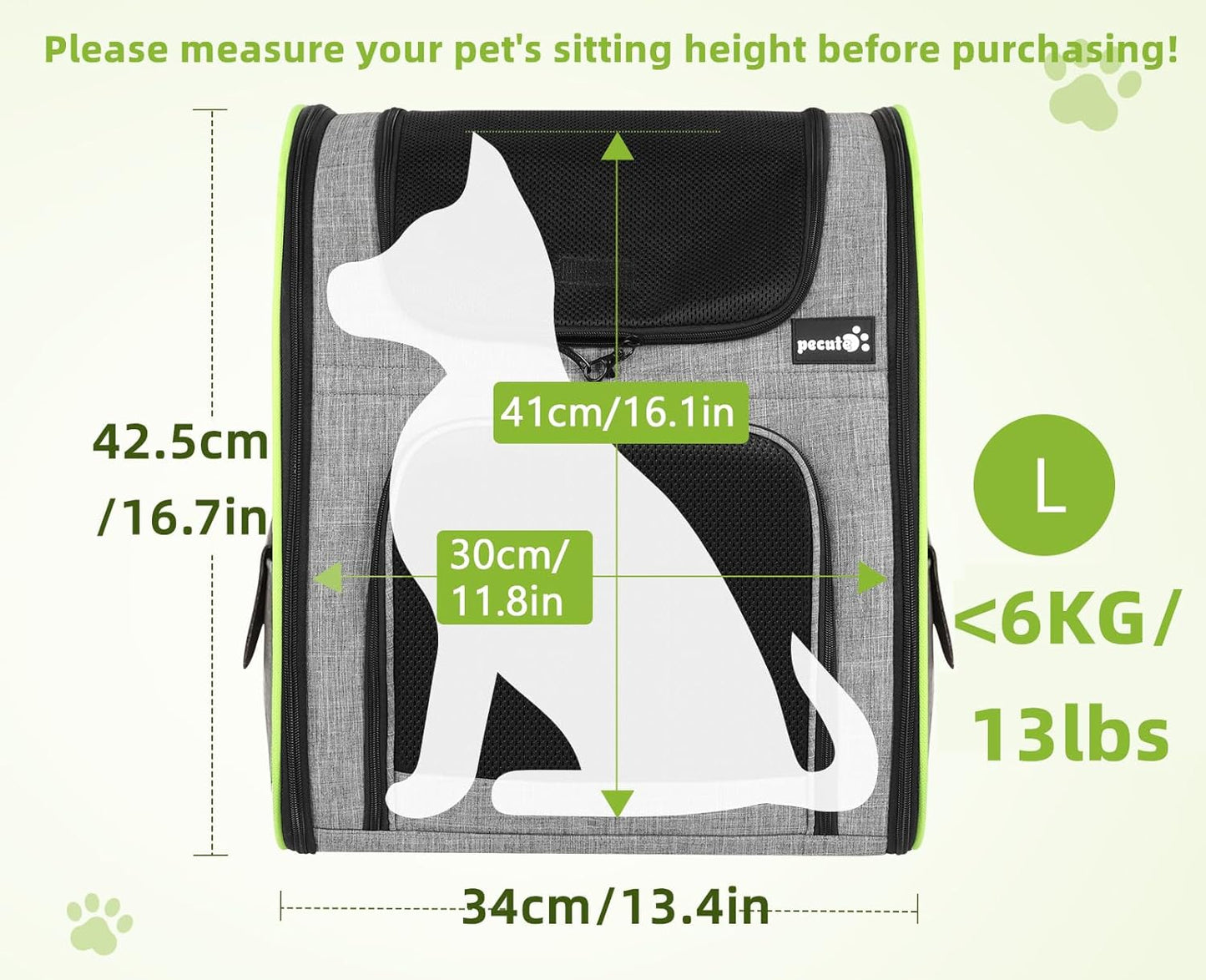 Pecute Cat Carrier Backpacks, Expandable Cat Backpack with Breathable Mesh, Pet Carrier Backpack for Cats Small Dogs Puppies Up to 17 Lbs, Dog Carrier Backpack Great for Travel Hiking Camping Outdoor - Pawvie