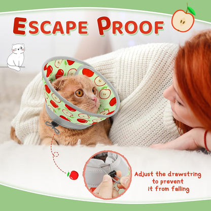 Cat Cone Collar Soft to Stop Licking, Adjustable, Foldable Lightweight Kitten Cones After Surgery Recovery for Cats & Kittens, Cat Cone Alternative (AppleRed, M)