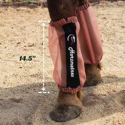 Tear-Resistant Fine Mesh Horse Fly Boots Breathable Fly Boots with Thickened Webbing Hook and Loop Lightweight Summer Leg Protection to Prevent Mosquito & Fly Bites Set of 4 (Pink)