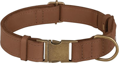 AirTag Dog Collar - Genuine Leather Dog Collar with Apple AirTag Holder and Metal Buckle - Smart GPS Tracking Pet Collars (Tawny, M, 14"-18" Neck Fit)