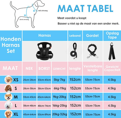 NESTROAD No Pull Dog Harness,Adjustable Oxford Dog Vest Harness with Leash,Reflective No-Choke Pet Harness with Easy Control Soft Handle for Small Medium Dogs(Medium,Black)