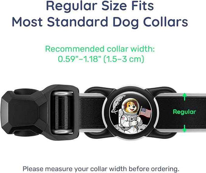 Dog AirTag Holder for Dog Collar, Soft Silicone Slide-On Case for Apple AirTag, No-Dangle Quiet Protective Holder with Eye-Catching Pet Character Designs, Black-Astronaut