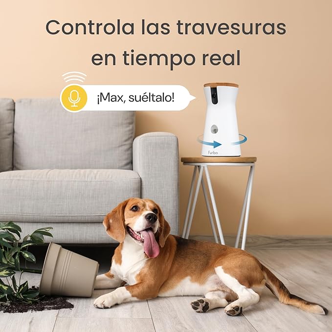 Furbo 360° Dog Camera: Pet Security Cam w/Barking Alerts, Rotating View, Treat Toss w/Phone App, Smart Home Puppy Monitoring, 2-Way Speaker, No Subscription Needed. Standard See, Talk, & Toss Features