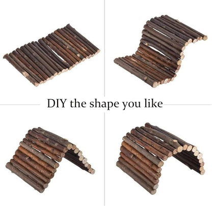 Hamiledyi Extra Large Wooden Reptile Hideout Bearded Dragon Bendy Bridge Climbing Ladder Hiding Hut Reptiles Hide Cave Habitat Decor for Lizards Gecko Spiders Snakes Tortoise(XL:20" x 11.8")