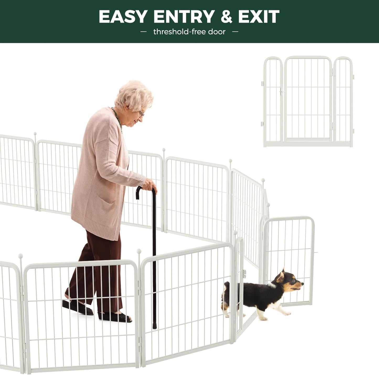 FXW Rollick Unleashed Dog Playpen for Indoor, Yard, RV Camping, 32 inch 24 Panels for Small and Medium Dogs, White│Patented