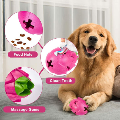 AUSCAT Dog Treat Dispensing Toys, Dispensing Puzzle Dog Toy for Aggressive Chewers, Rubber Dog Treat Dispenser, Interactive Stimulation Dog Food Toys, Pitaya Shape