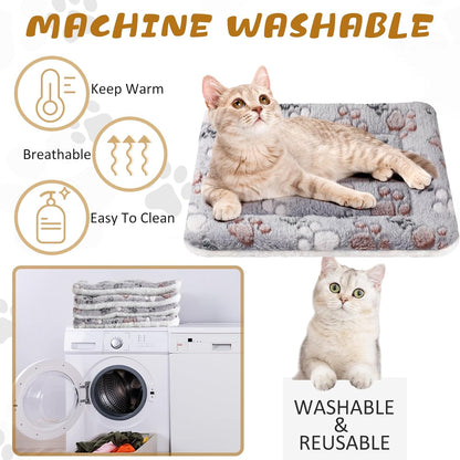 Tuanse 4 Pack Ultra Soft Dog Cat Bed Mat with Cute Prints Reversible Fleece Dog Crate Kennel Pad Cozy Washable Thickened Hamster Guinea Pig Pet Bed Mat for Small Animals (21 x14 Inches,Light Gray)