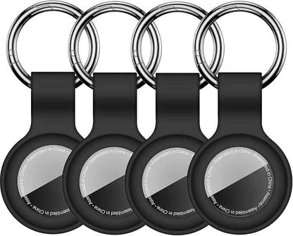 [4 Pack] Case for AirTag 2nd Gen (2026) & 1st Gen, Silicone Holder Keychain Key Ring, Protective Cover for Air Tags, GPS Finder Accessories for Bags, Pets, Kids, Luggage, Black