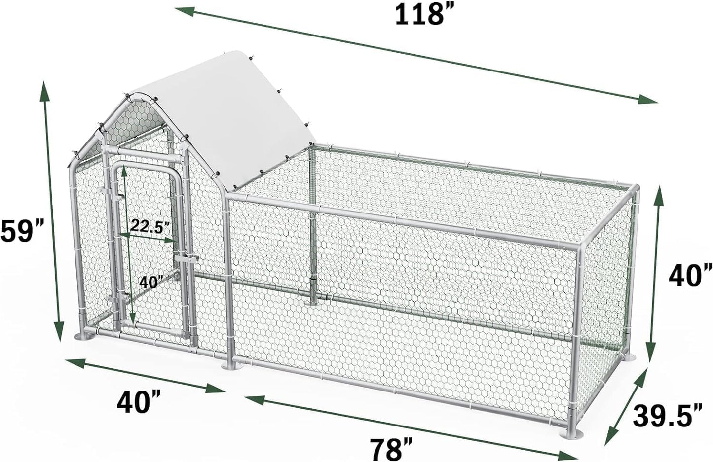 LEMBERI Small Metal Chicken Coop, Walk-in Chicken Run,Galvanized Wire Poultry Chicken Hen Pen Cage, Rabbits Duck Cages with Waterproof and Anti-Ultraviolet Cover for Outside,Backyard and Farm