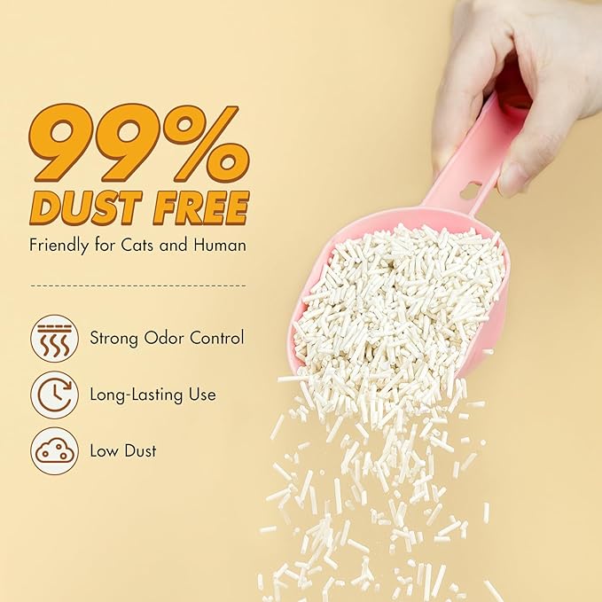 Happy & Polly Tofu Cat Litter – Fast Clumping, Flushable, Ultra Absorbent, Low Tracking, 100% Natural Raw Materials with Coconut Charcoal – 44 LB(5.5LB*8 Bags)