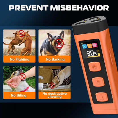 2 Pack Dog Bark Deterrent Device, Color Display 2000 mAh Rechargeable Ultrasonic Anti-Barking Trainer with 4 Frequency Settings 25/30/40/55 kHz, 65ft Long-Range, Safe & Effective Indoor Outdoor Use