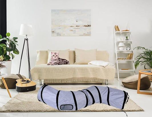 iCAGY Cat Tunnel for Indoor Cats Interactive, Rabbit Tunnel Toys, Pet Toys Play Tunnels for Cats Kittens Rabbits Puppies Crinkle Pop Up Gray 47" Shape S