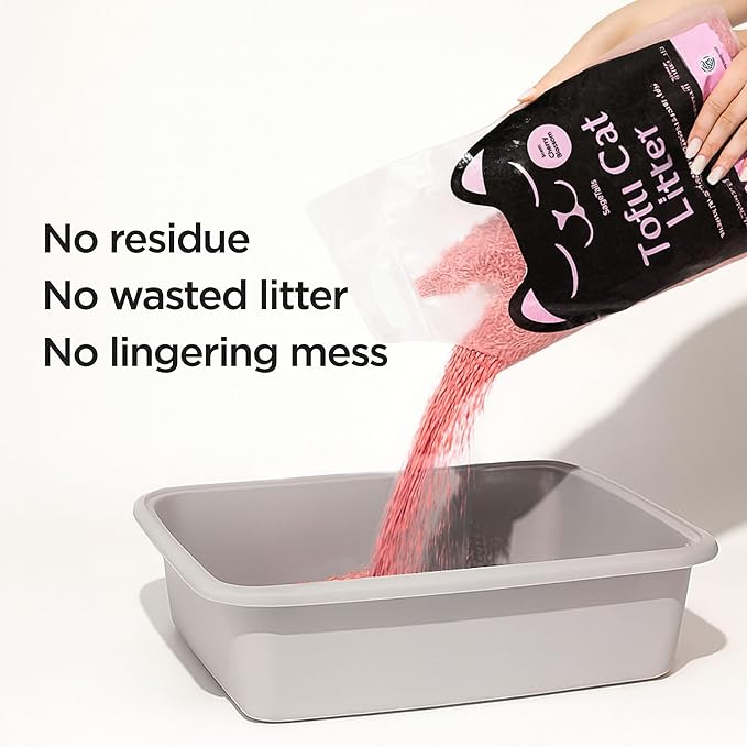 Natural Tofu Cat Litter, Fast Clumping and Scoops Easy, Dust-Free, Low Tracking, Quick Drying & Odor Control, Eco-Friendly Plant-Based Cat Litter 5.5lb/88oz – Cherry Blossom (1 Pack)